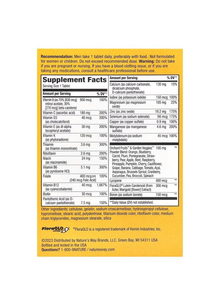 Комплекс для здоров'я чоловіків 50+ Alive! Men's 50+, 50 таблеток Nature's Way (322208828)