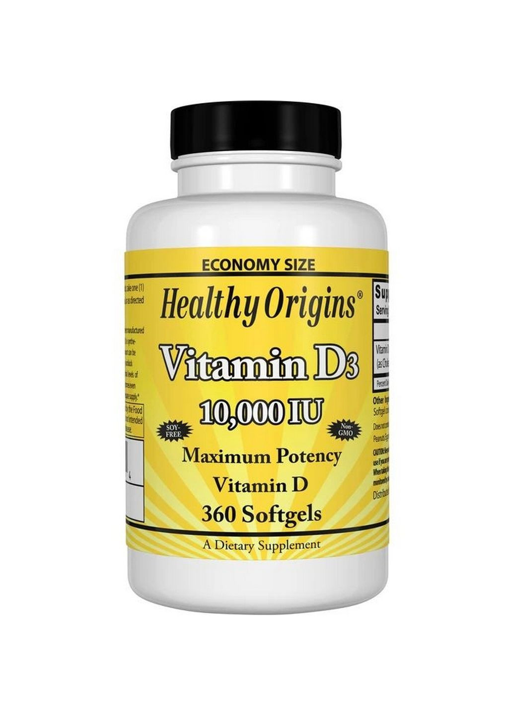 Витамины и минералы Vitamin D3 10000 IU, 360 капсул Healthy Origins (293479064)