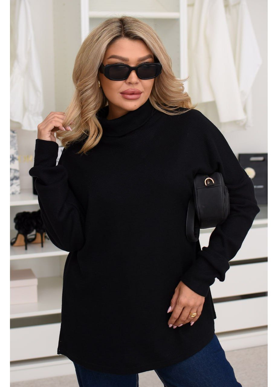 Чорний жіночий светр з високим горлом овесрайз No Brand