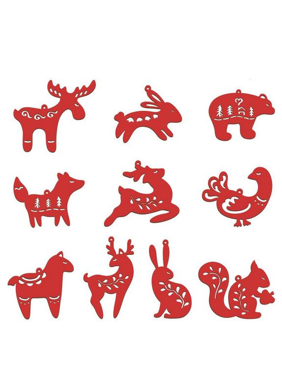 Набір ялинкових прикрас "Казкові звірятка етно" FDZ-532-4, 10 шт Fabrika Decoru (364551654)