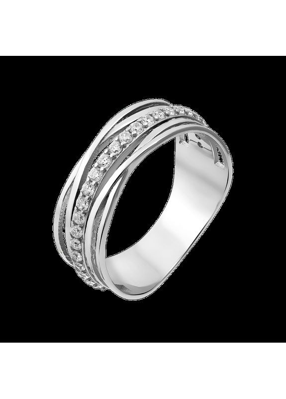 Кольцо серебряное Плетение с россыпью маленьких фианитов Каштан (342334794)