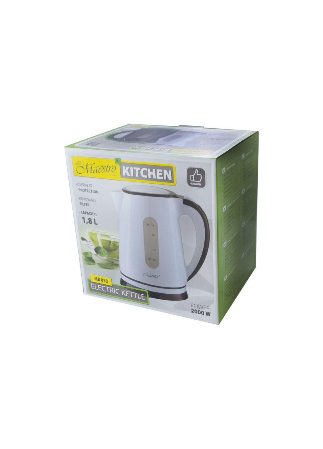 Електрочайник MR-058-White (MR-058-WHITE) 1.8 л, фільтр Maestro (323637326)
