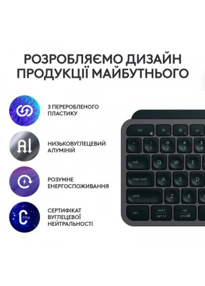 Клавіатура (920011589) Logitech MX Keys S Plus Palmrest Wireless UA Graphite (295929764)