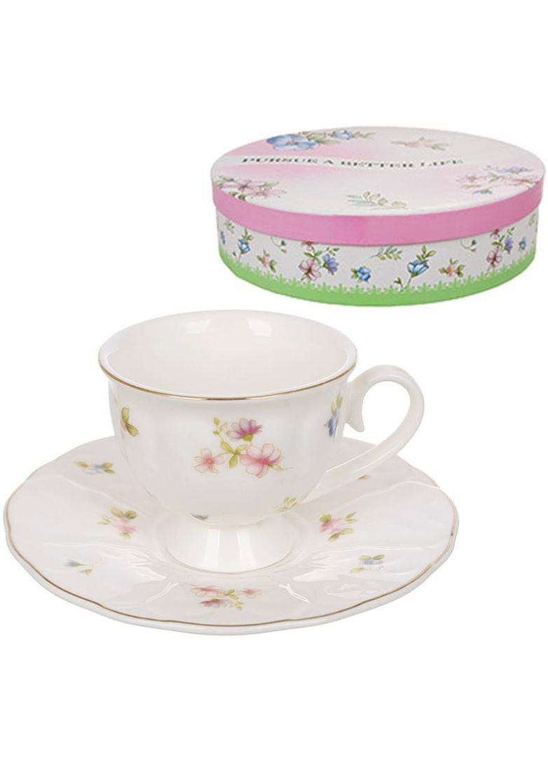 Кофейный фарфоровый набор Винтаж Флорал 6 чашек 90мл и 6 блюдец сервиз для кофе и чая посуда BonaDi (368988761)