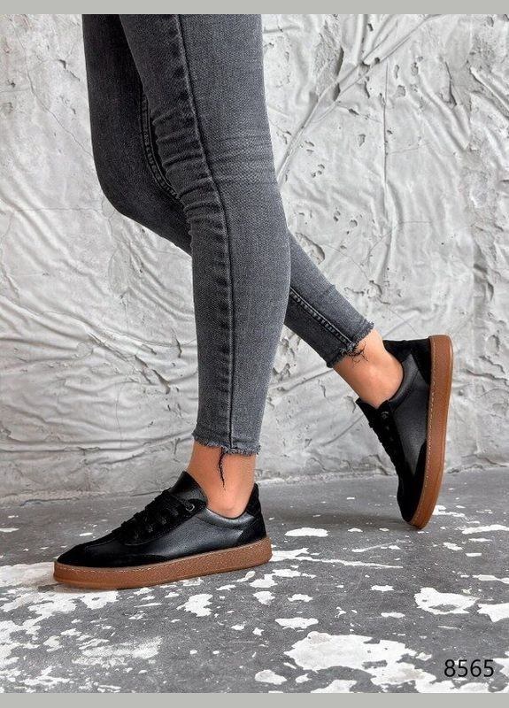 Черные кеды женские черные, натуральная кожа Mermaid Lilit