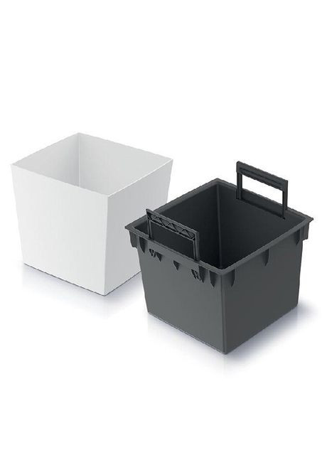 Горщик пластмасовий з вкладом URBI SQUARE LOW матовий білий 23х23 см 93387 Flora (311570171)