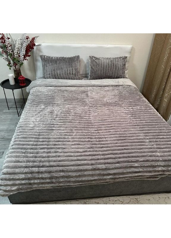 Комплект постельного белья Шарпей, микрофибра, евро размер, пододеяльник на замке, наволочки 50х70 (2 шт.) серого цвета No Brand (362211399)