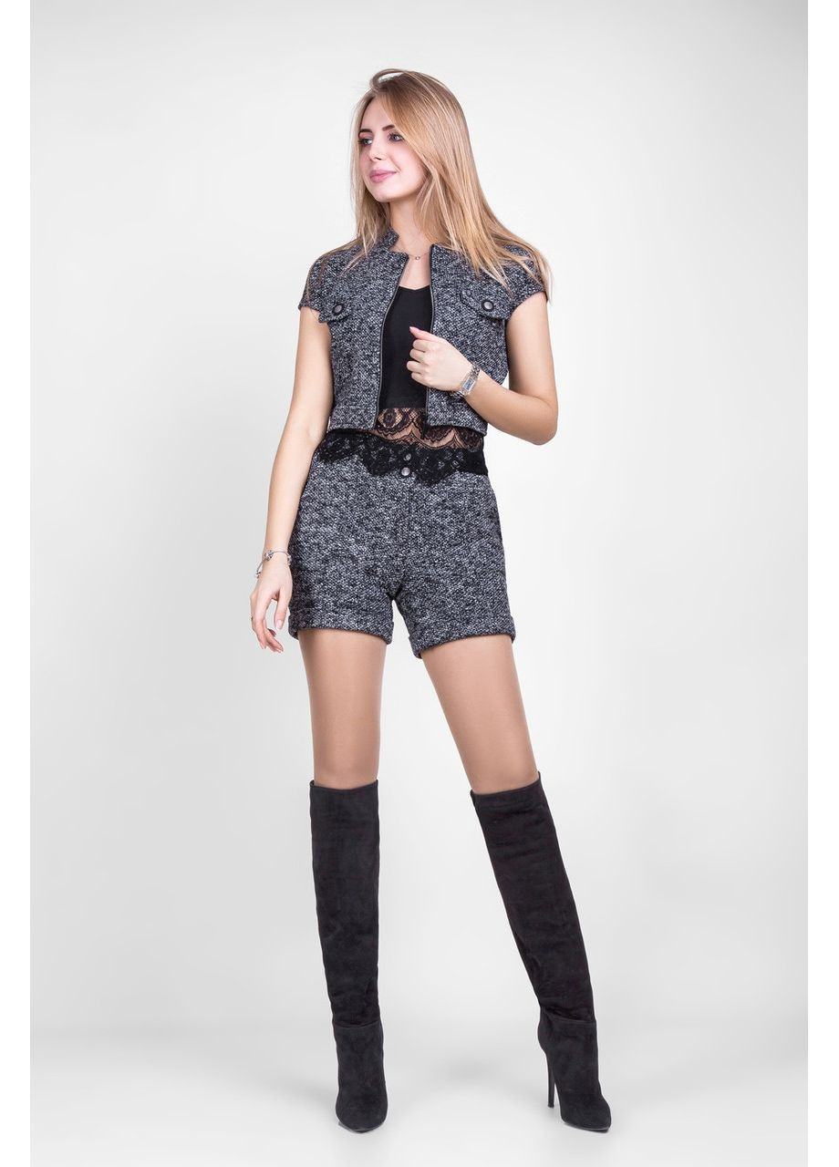 Костюм женский трикотажный букле с шортами тёплый комплект 46 серый No Brand (365876900)