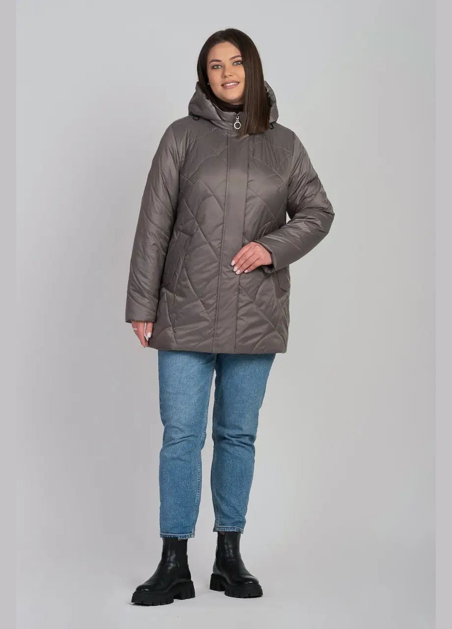Кофейная демисезонная женская демисезонная куртка большого размера SK
