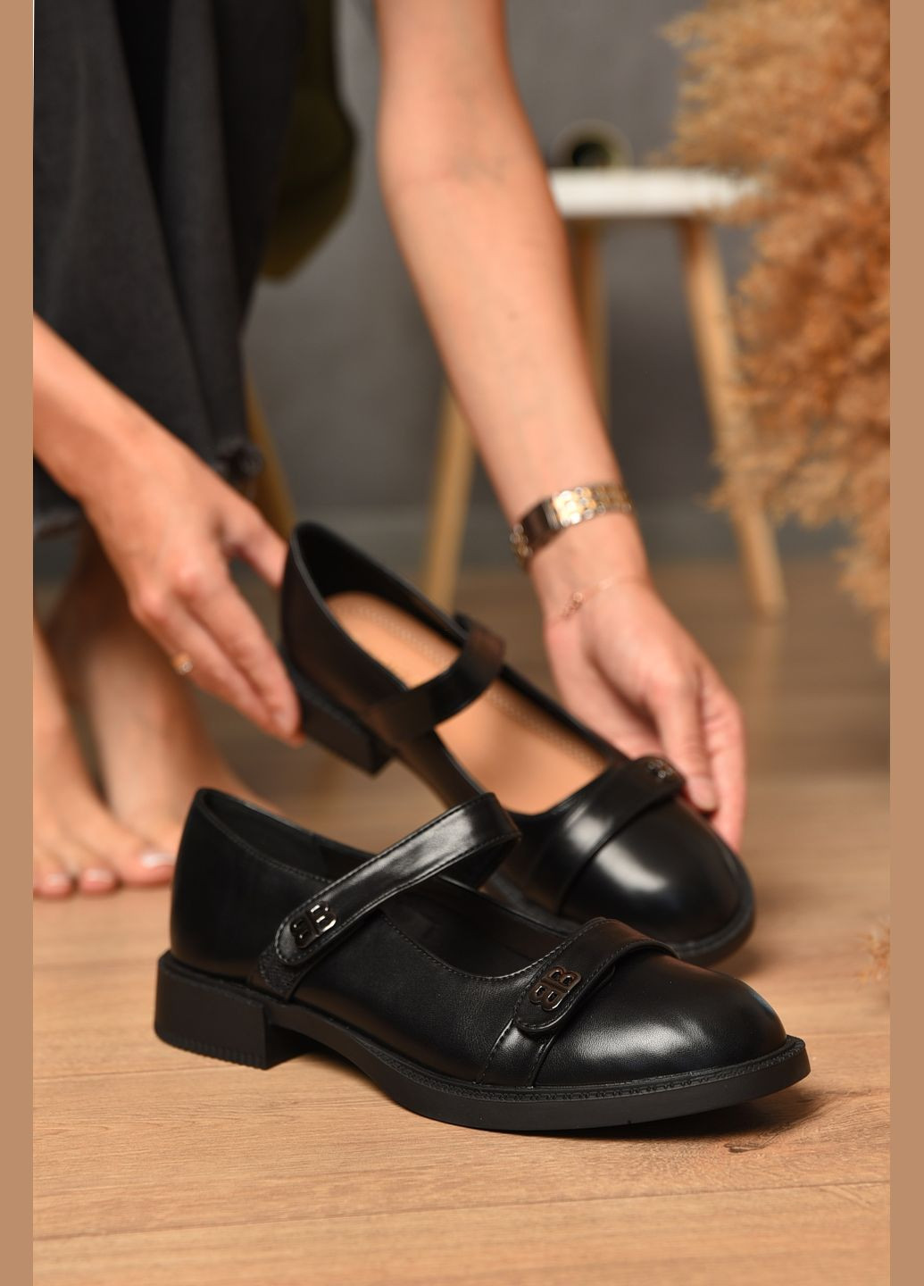 Let's Shop Туфлі жіночі чорного кольору лофери чорний з штучна шкіра, штучне хутро, україна — демісезон (345569381)