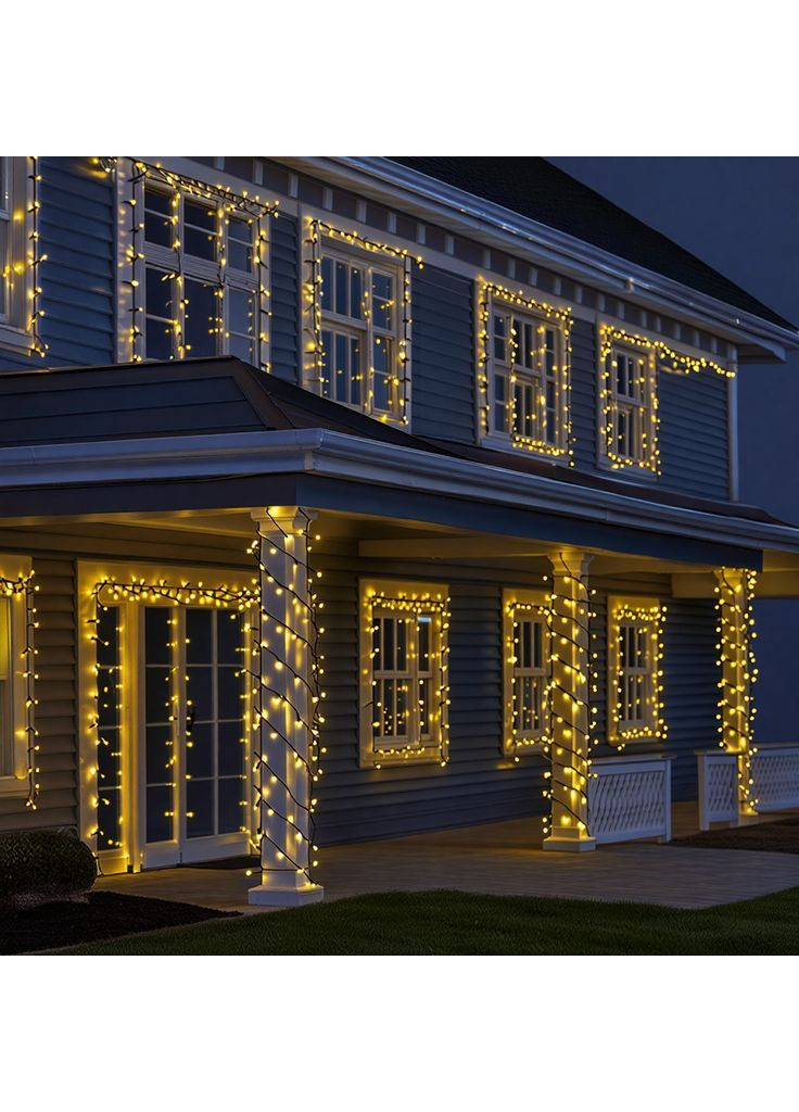 Гирлянда Нить уличная 500 LED 50 м черная, желтый No Brand (365792216)