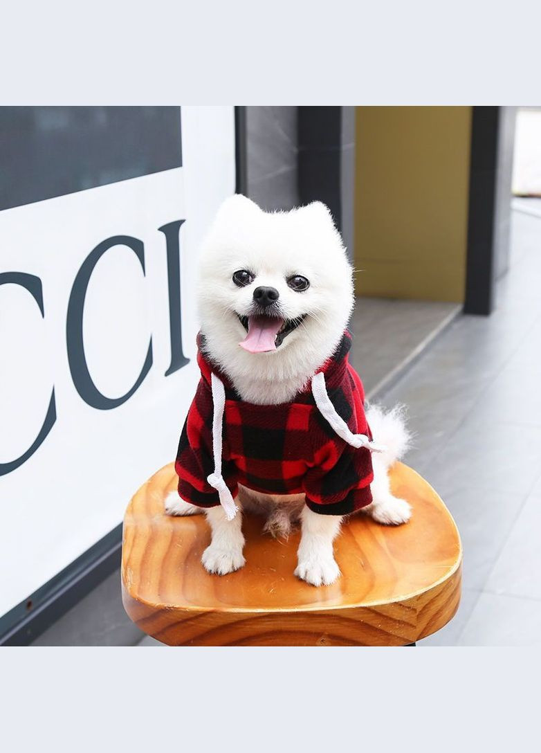 Худі для котів з кишенею Pet Style "Сосиска" Чорночервона клітинка M No Brand - (323236863)