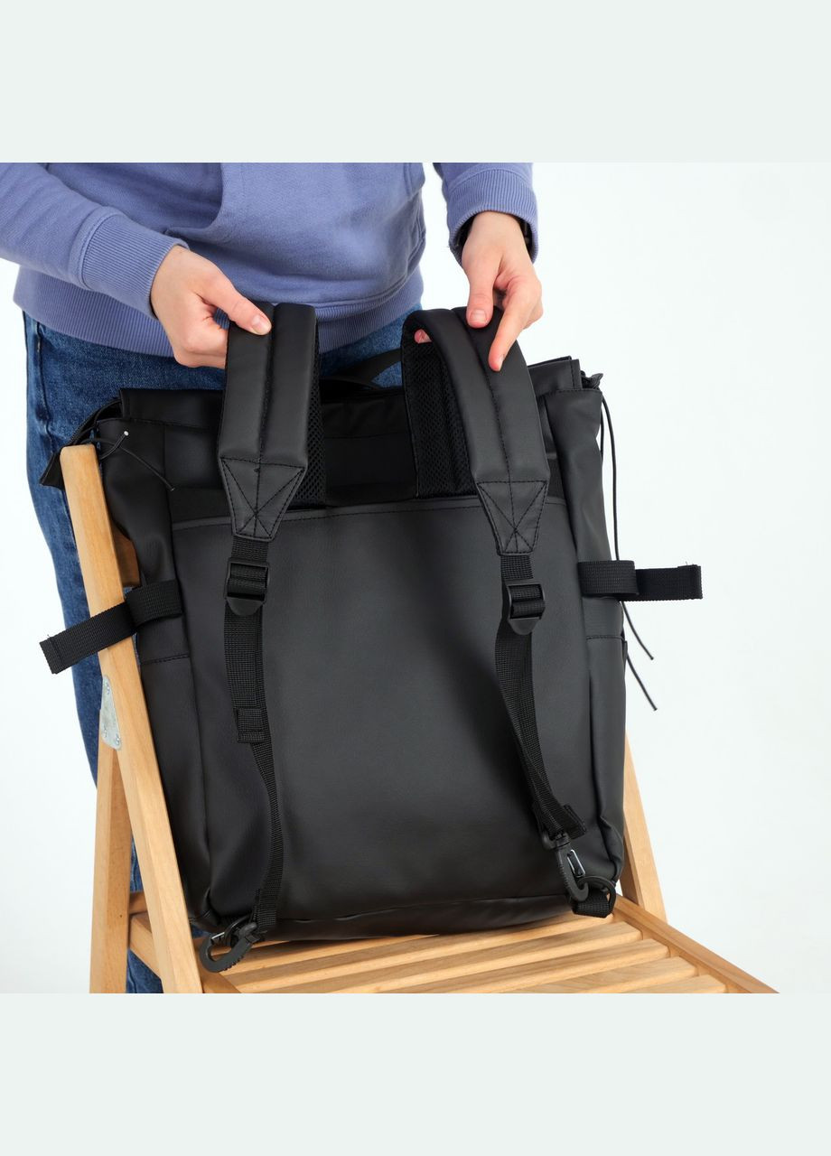 Жіночий шопер-рюкзак, крос-боді комбінований колір чорний/сірий клапан з екошкіри ToBeYou shoperbag (284725566)