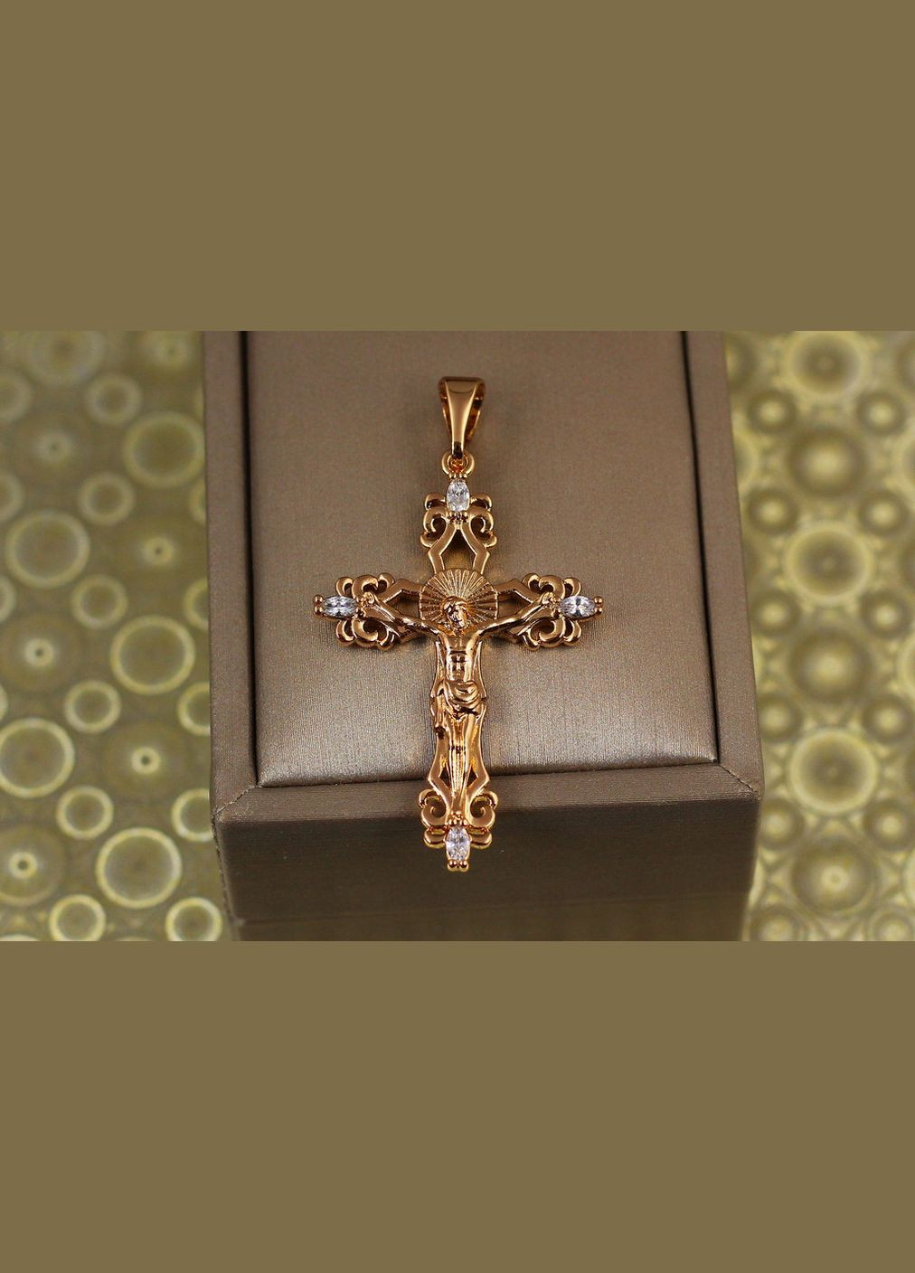 Хрестик з розп"яттям маркізи по краях 4 см золотистий Xuping Jewelry (316432976)