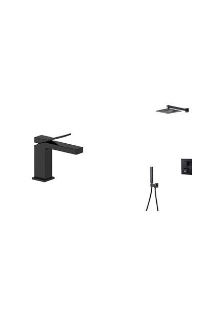 Комплект смесителя на раковину и душевой системы с термостатом черного цвета UB-51 + TSB-473 Nett 140080 (372447752)