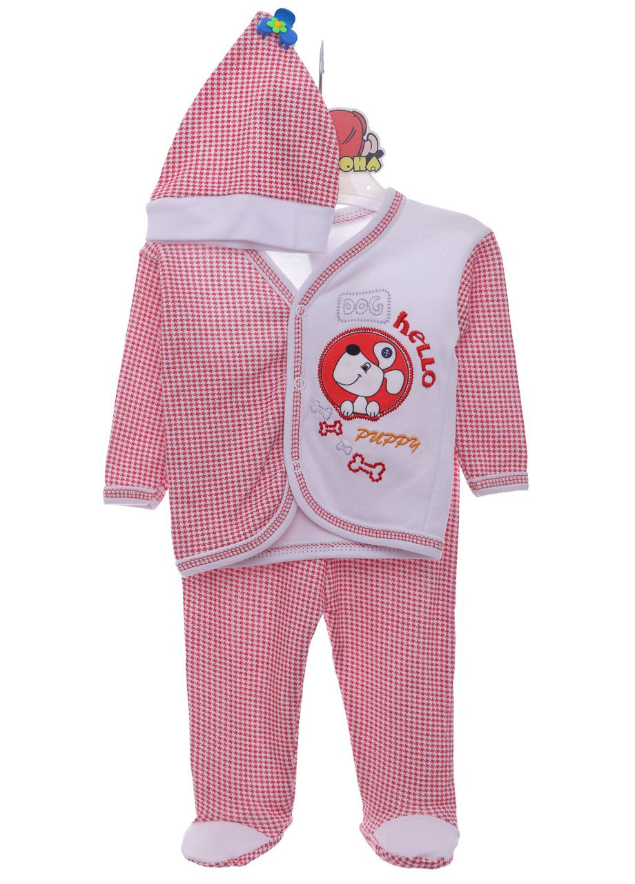 Червона всесезон піжама з шапочкою для хлопчика трикотажна dog червона 62 см (42589) Bebeemm
