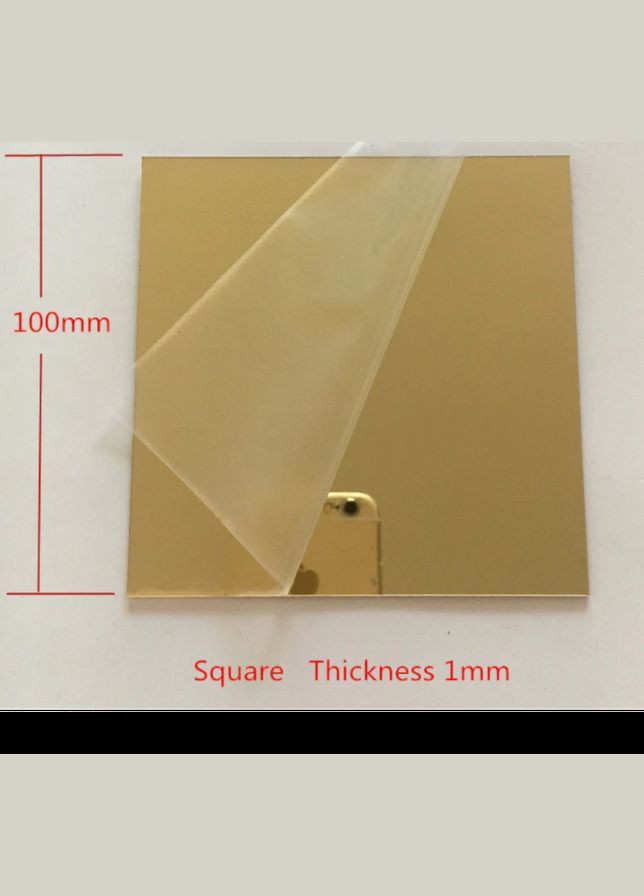 Дзеркальні акрилові наклейки квадрати золоті 10 х 10 см 5 шт набір Б317 No Brand (302241846)