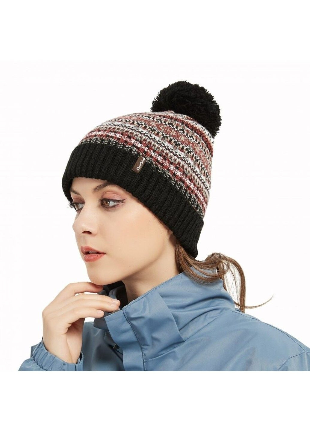 Водонепроникна шапка Dexshell Beanie Fair Isle кольорова Бордовий (S-M) No Brand (332635839)