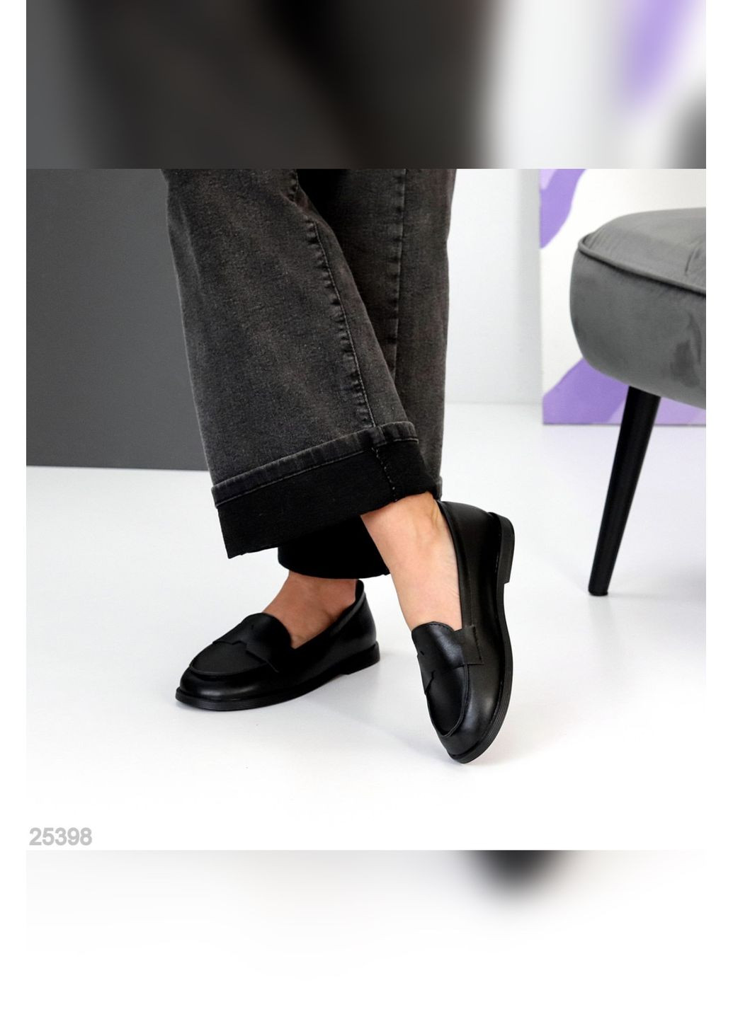 No Brand Натуральні жіночі лофери чорний з натуральна шкіра, — демісезон (361243438)