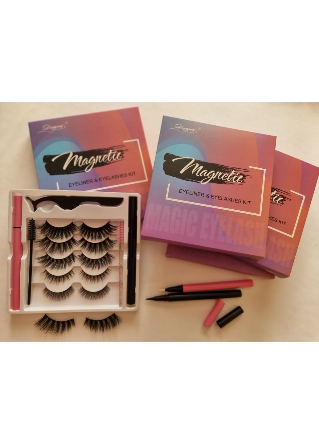Набір багаторазові самоклеючі накладні вії 5 моделей + ДВА маркера: та прозорий Magnetic Lashes (366668570)