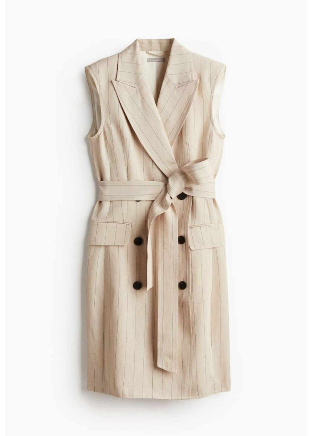 Світло-бежева ділова жіноча лляна сукня крою як піджак від another mix н&м (56923) s світло-бежева H&M