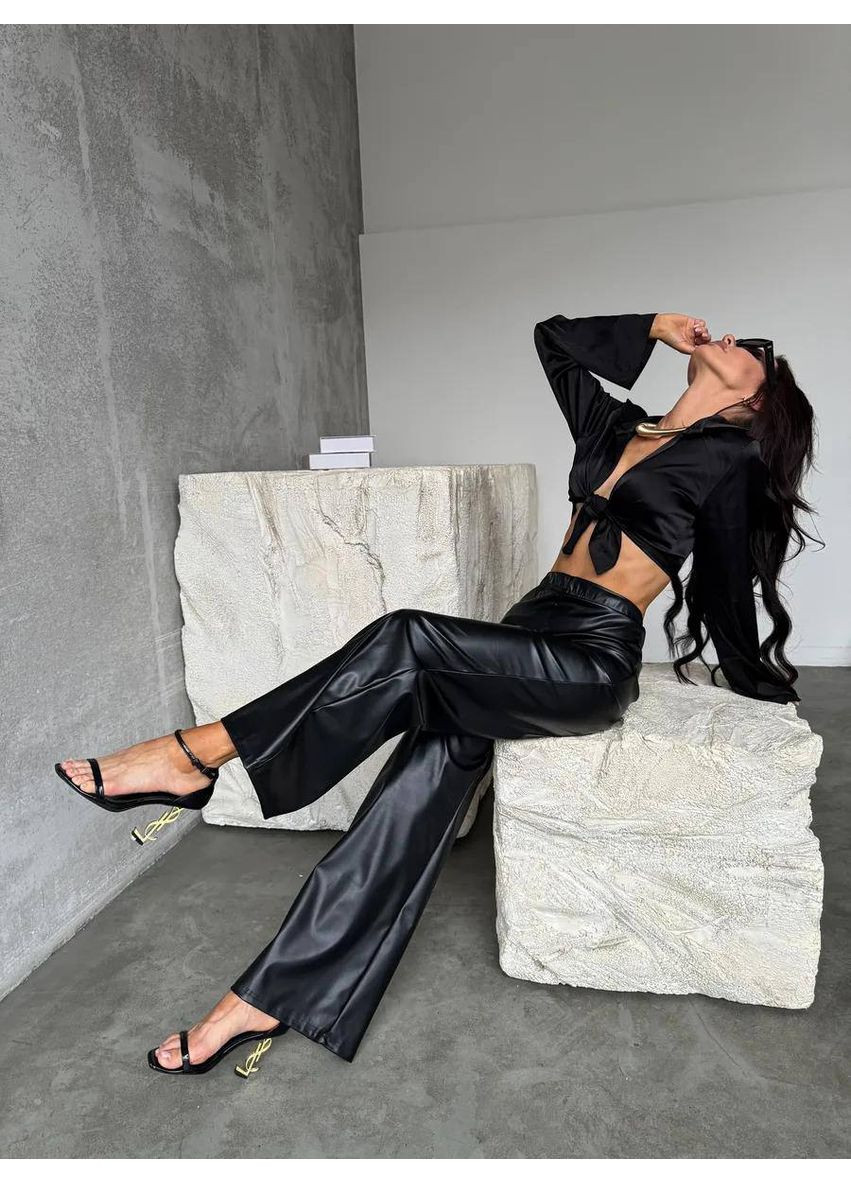 🖤 Штани палаццо з матової екошкіри — заміри в описі GD/GL Модний простір (360476435)
