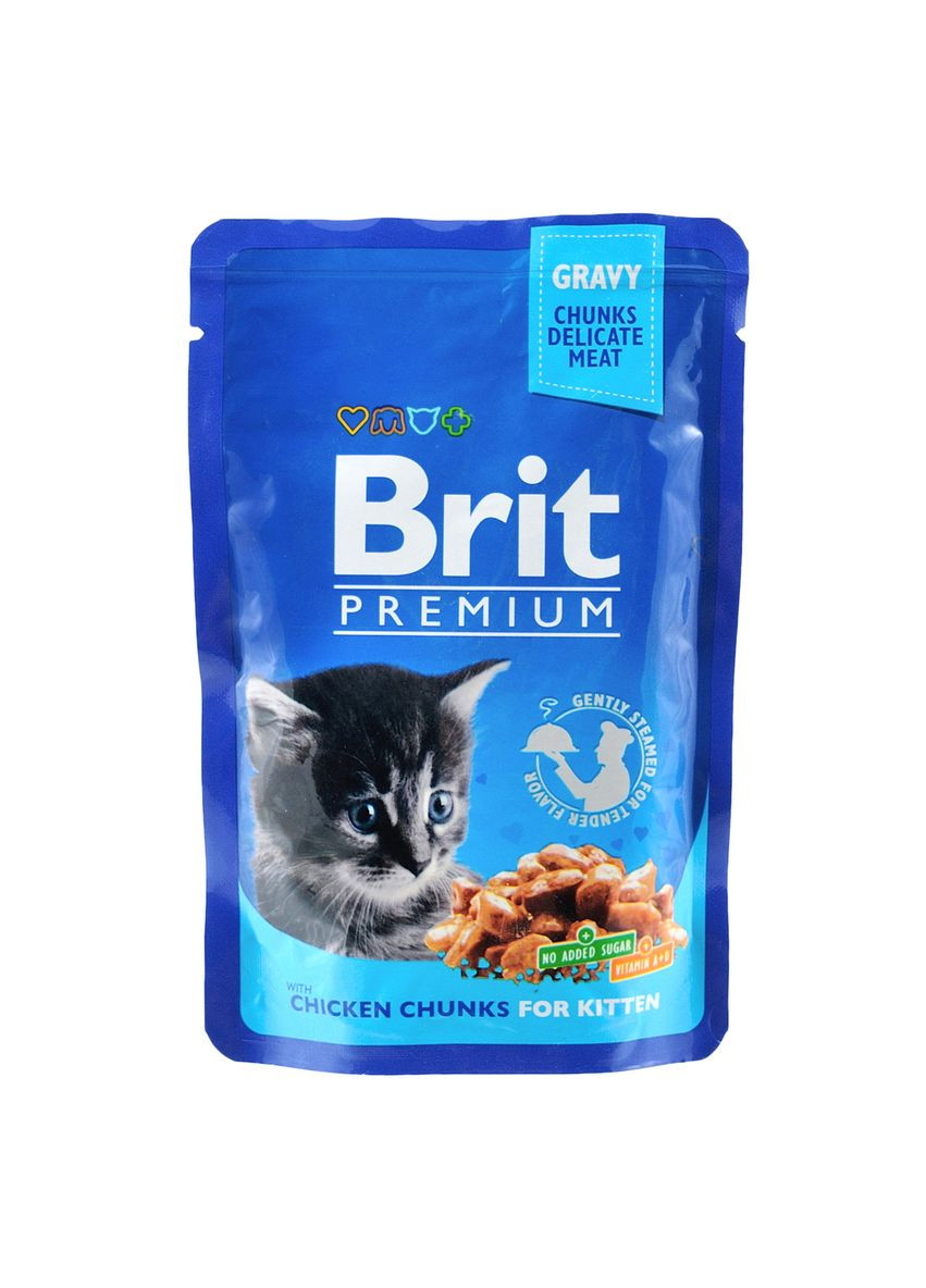 Влажный корм для котят Cat pouch пауч с курицей 100 г Brit Premium (308250451)