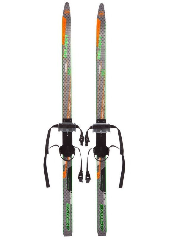 Дитячі лижі для бігу в комплекті з палицями SK-0881-120B Чорний-салатовий-помаранчевий Zelart (373259788)