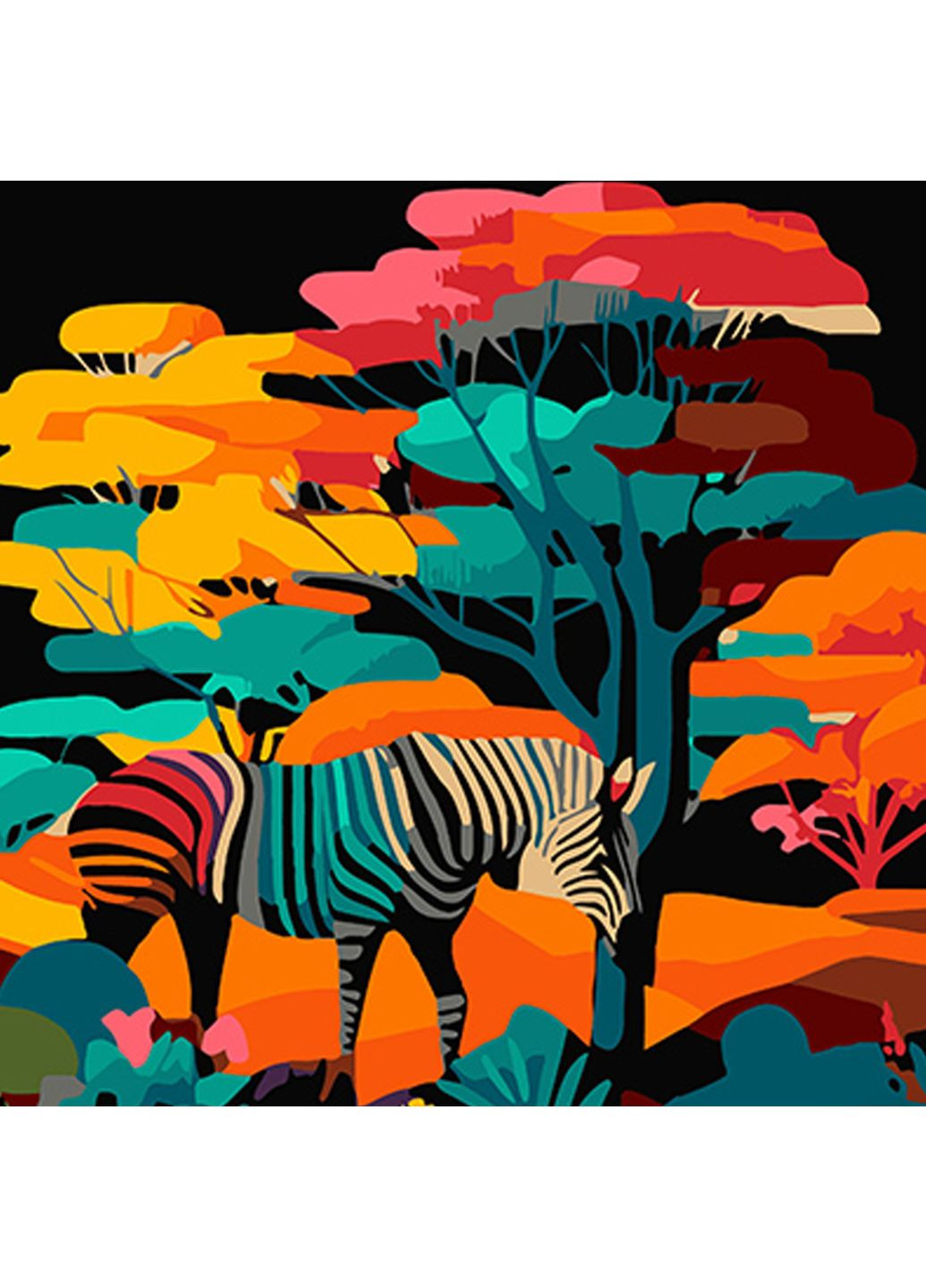 Картина по номерам Зебра на черном фоне см для творчества рисования хобби. Strateg (369759104)