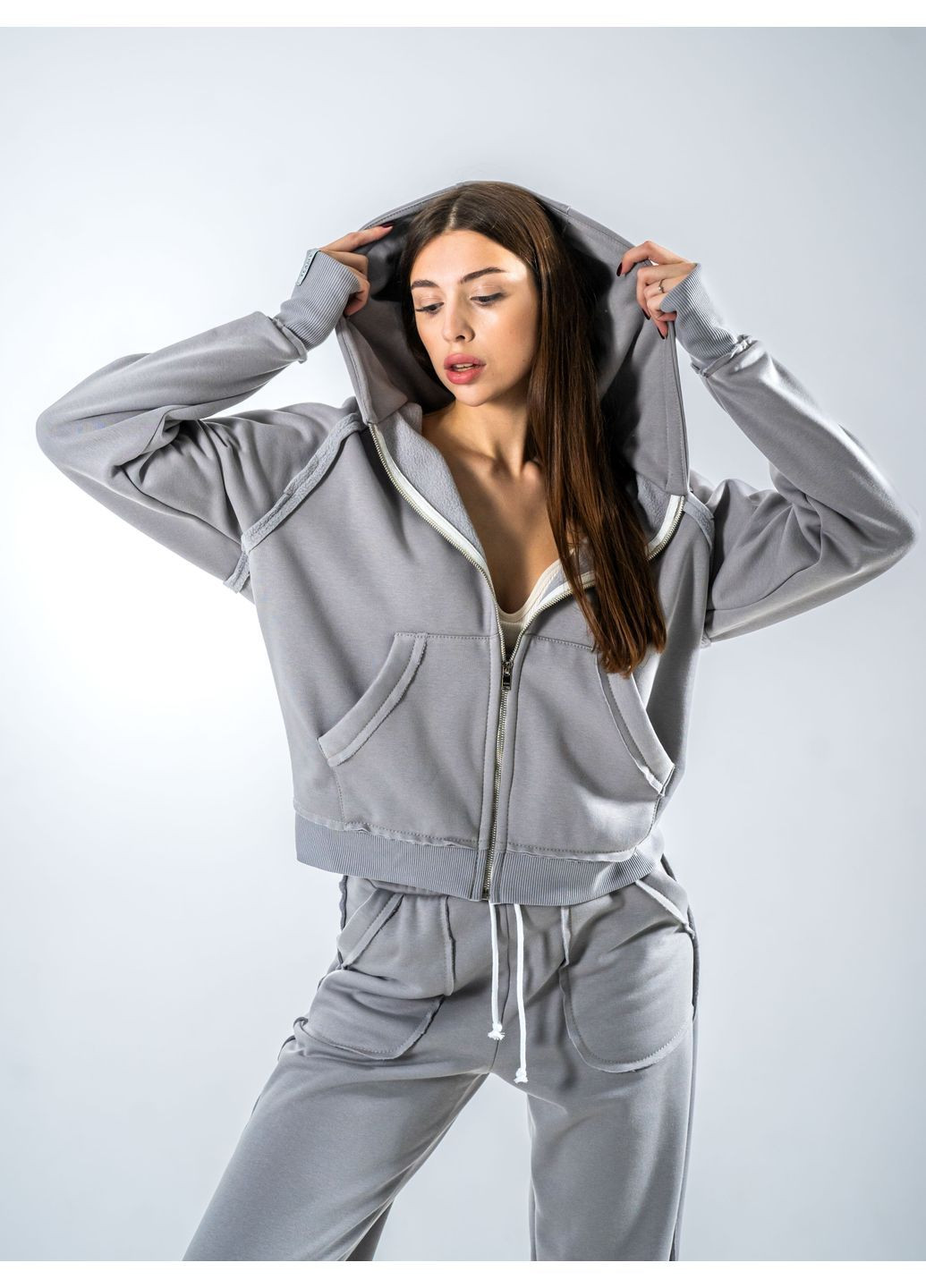 Спортивний костюм жіночий теплий на флісі зимовий оверсайз на блискавці Francis Teamv (365856076)