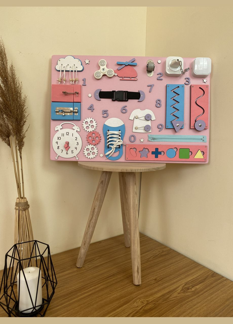 Бізіборд дерев'яна дитяча іграшка 40х60 см No Brand (355890453)