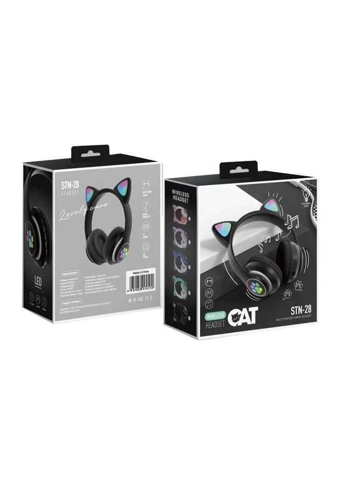 Наушники беспроводные Rainbow LED ear STN28 кошачьи ушки Bluetooth 5.0 с картой памяти и FM Cat (280876604)
