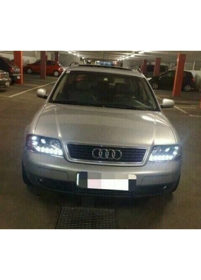 Передние фары Audi C5 (2001-2004) хром с диодной полосой (ЦЕНА ЗА ПАРУ) Tuning-Tec A6 (398186130)