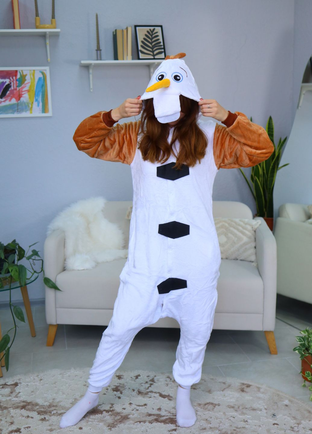 Женское кигуруми снеговик Олаф с капюшоном пижама на пуговицах (1126) My Kigu (360788426)