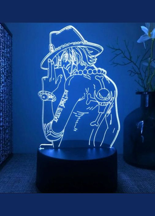 Акриловый 3D стветильник - ночник Аниме Д. Луффи Соломенная шляпа One Piece Большой куш 16 цветов + пульт No Brand (316221585)