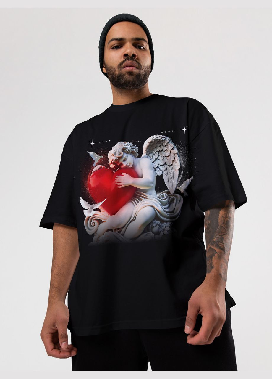 Черная мужская футболка оверсайз urban черная высокая плотность с длинным рукавом Mishe