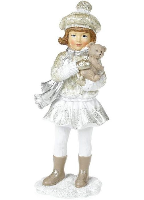 Статуетка Дівчинка з Ведмедиком 21см шампань полістоун для декору інтер'єру фігурка для подарунка Bona (368981041)