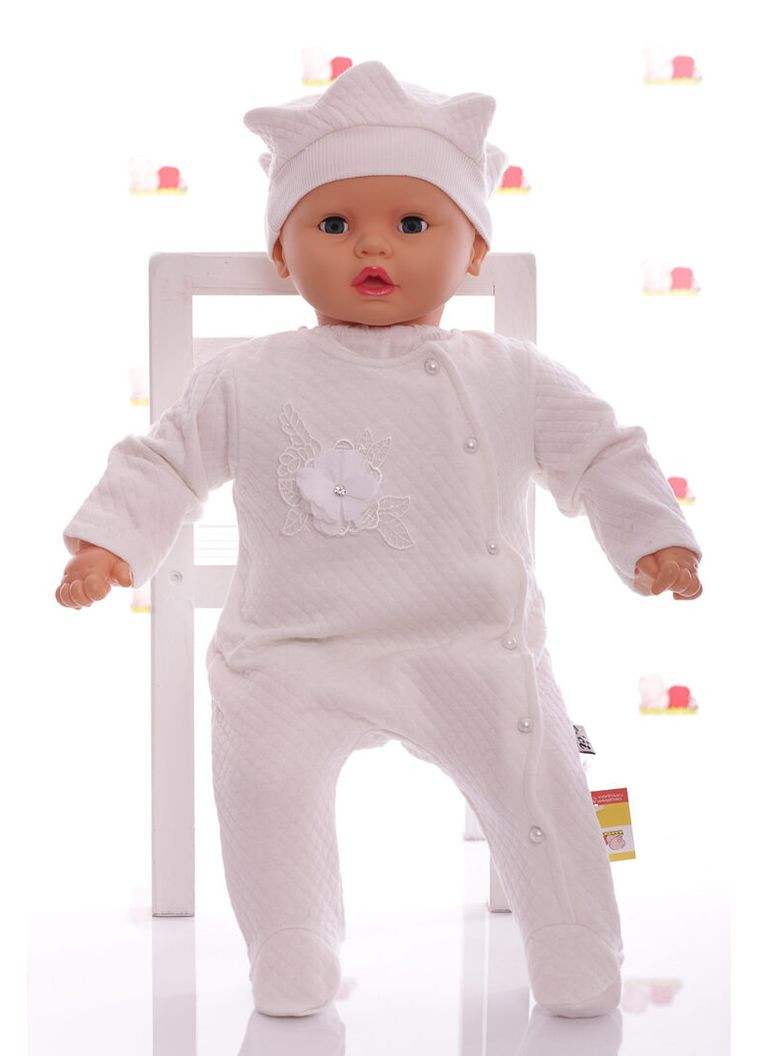 Человечек для девочки трикотажный с жемчугом белый 62 см (29918) BABYKROHA (315423957)
