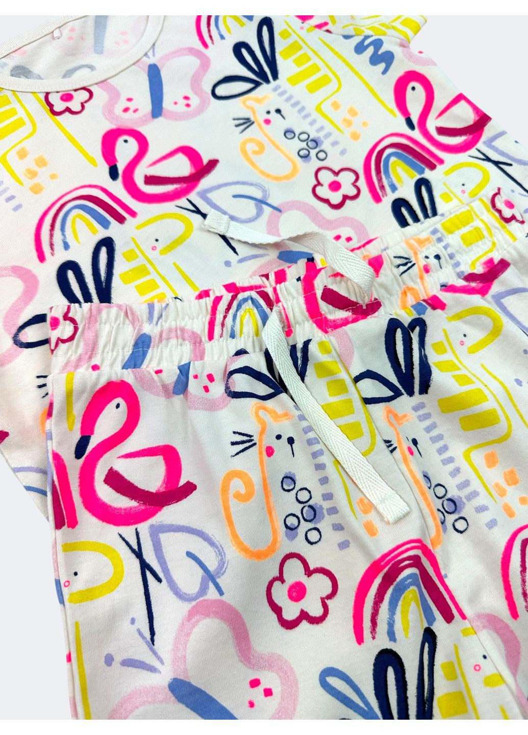 Комбінований демісезонний комплект: футболка + шорти bright flamingo floral/natural George 6989~01