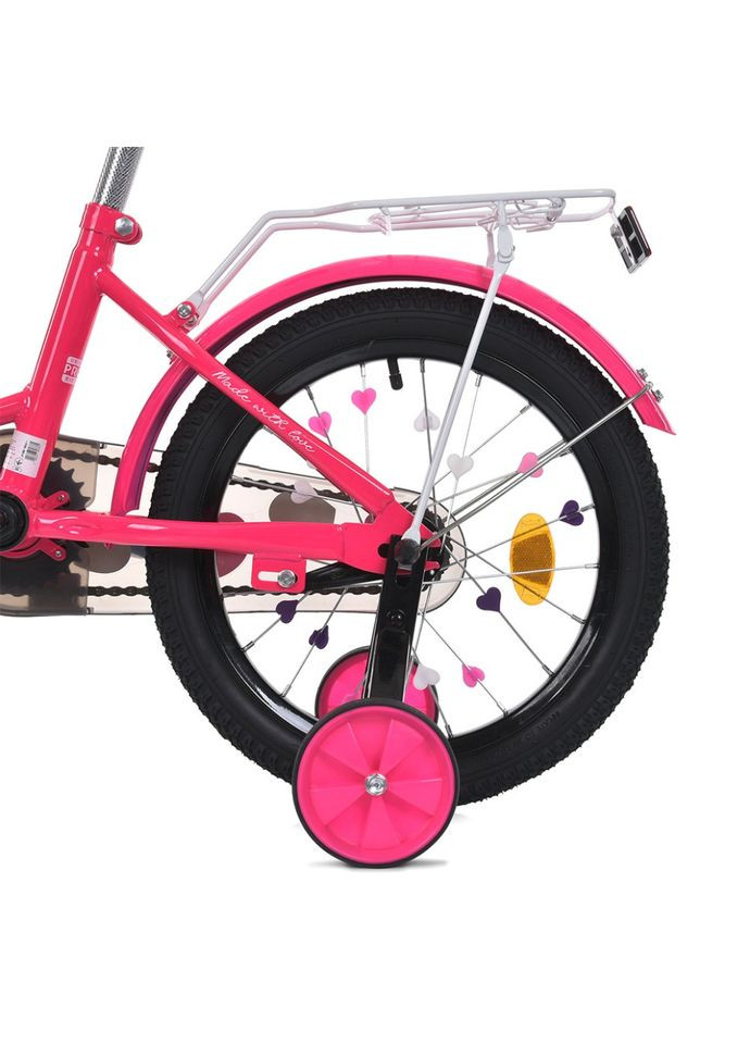 Детский велосипед 16 дюймов для девочек с дополнительными колесами и звонком PROF1 (368759336)