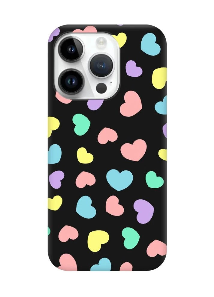 Матовый чехол на Apple iPhone 14 Pro:: Разноцветные сердечка (принт 335) Creative (360689872)