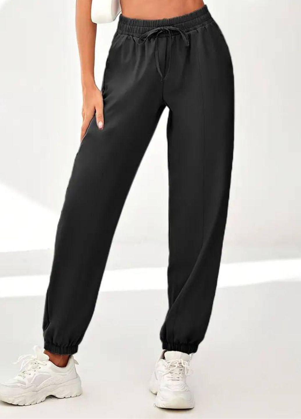 Базовые повседневные джогеры высокой посадки на резинке с карманами Tik-Tak (326673216)