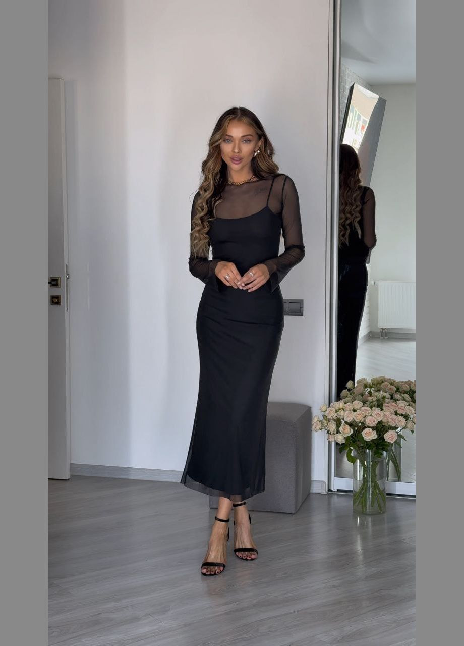 Черное кэжуал платье N.Family однотонное