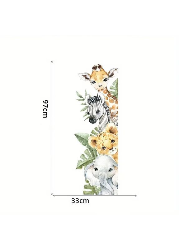 Наклейки на стену для детской комнаты Зверята из Джунгей 97х33 см No Brand (366303869)