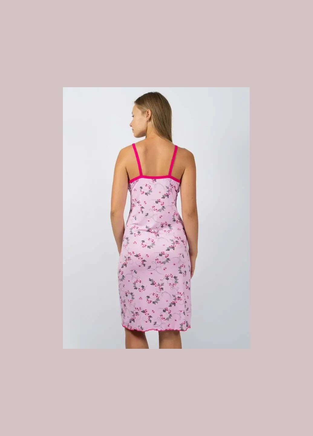Розовый летний женская ночная рубашка - 6225 s/m сарафан Lady Lingerie