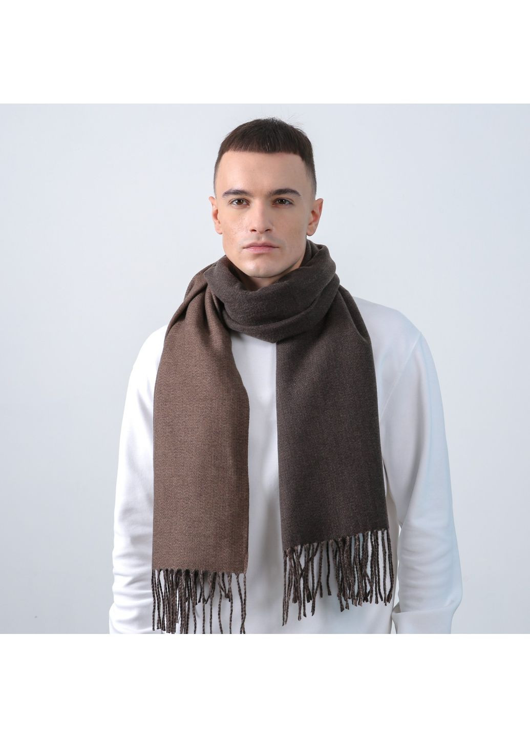 Палантин чоловічий двосторонній кашемір коричневий АРЕС 555-167 LuckyLOOK 555-167М (367623727)