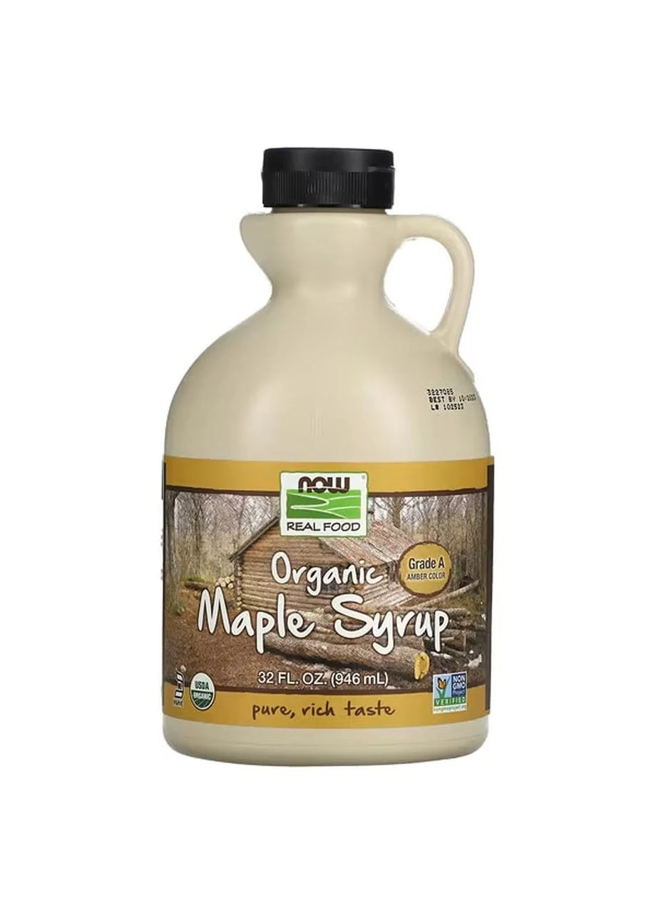 Кленовий сироп бурштиновий Maple Syrup, органік, сорт А, 946 мл Now Foods (361117195)