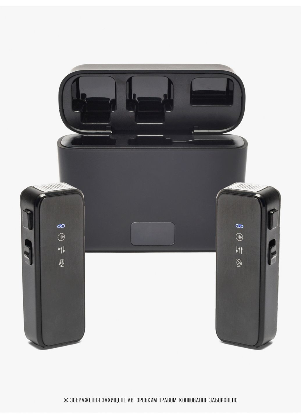 Бездротовий петличний мікрофон з кейсом для телефону айфона з вітрозахисними насадками 2 шт набір Чорний 73718 OnePro (361286261)