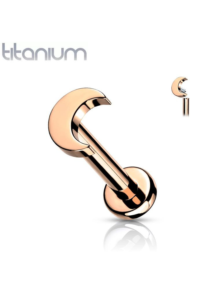 Титановая серьга лабрет с полумесяцем TIL12-1608-RD для пирсинга хеликса, трагуса, губ (Длина: 8мм) Spikes (333342331)