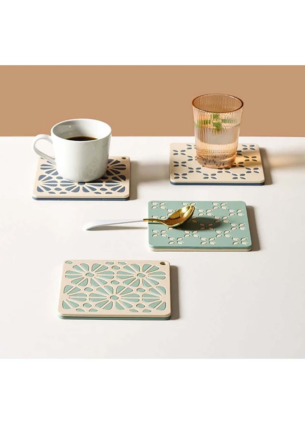 Силіконова підставка під гаряче килимок для чашки банки з декоративним рельєфним візерунком 14 × 14 × 0,5 см Kitchen Master (350884000)